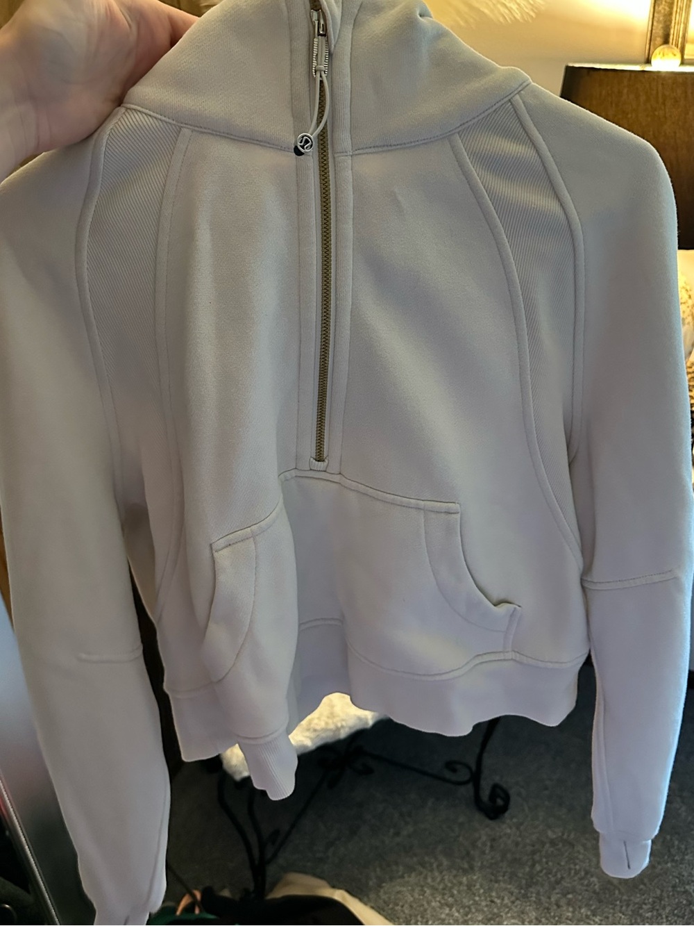 Lululemon Cream scuba Half-Zip Hoodie with Pocket